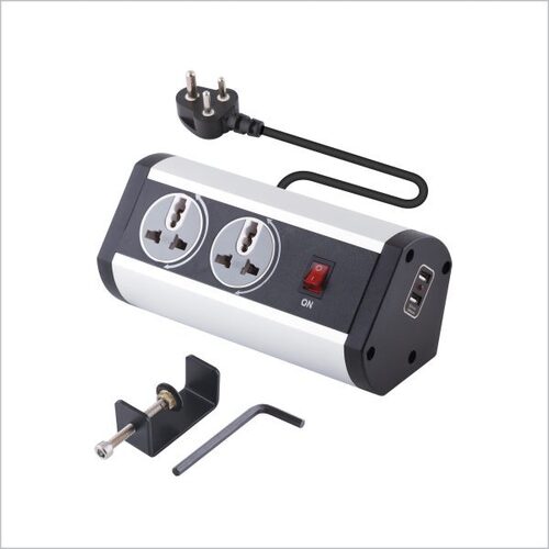 MX 180 Degree Rotatable 2 Outlet Desk Clamp Mount Power Strip, With 2 USB 2.4 Amp Charging Ports, Master Switch, 6-13 Amps Universal Sockets, 1.5 m Power Cord