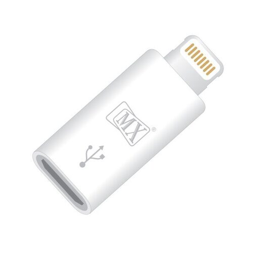 MX LIGHTNING 8 PIN MALE TO MICRO USB FEMALE CONNECTOR FOR iPHONE 5 & 6 - White Color, USB Connector for Easy Compatibility and Connectivity