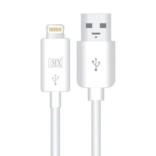White Mx Lightning 8 Pin Male To Usb Male Sync & Charging Cord - Apple Approved - 3 Mtr