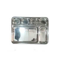 36x32x3cm Ss Compartment Plate - Stainless Steel, 36x32x3 Cm, Silver | Polished Finish, Versatile Utensil Set For Kitchen Use