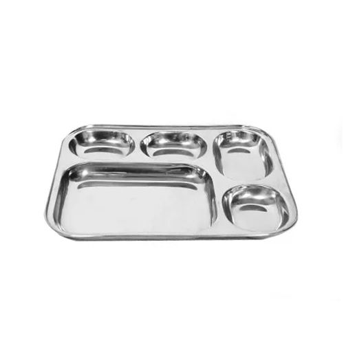 Silver 5 Compartment Stainless Steel Plate