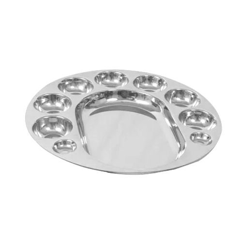 Compartment Stainless Steel Dinner Plate
