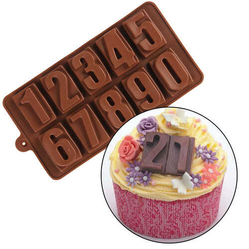 Brown Silicone Number Shape Chocolate Mould For Birthday Cake Decoration (1Pc Only) (4735)