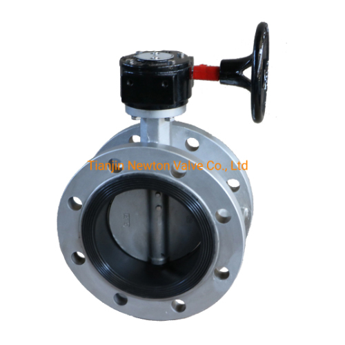 SS Rubber Lined Soft Seal Double Flange Butterfly Valve