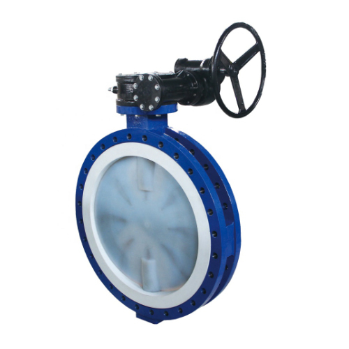 PTFE Seat Water Resilient Wafer Double Flange Industrial Butterfly Valve