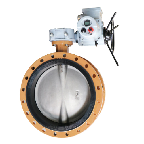 Concentric U Type Double Flanged Butterfly Valve With Electrical Actuator Hypalon