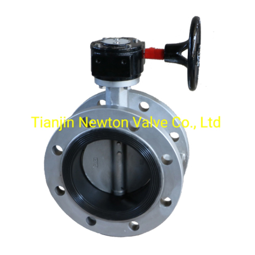 Chain Wheel Stainless Steel DN400 16inch Class 150 Double Flange Butterfly Valve