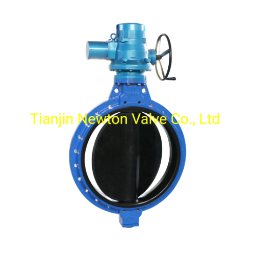 Cast Steel Worm Actuated Resilient Seated Double Flanged Butterfly Valve