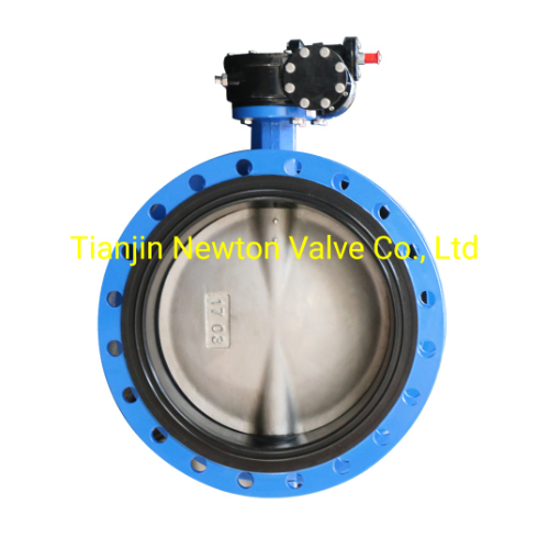 Low Pressure Cast Iron Body Ggg50 Worm Actuated Double Flange Butterfly Valve