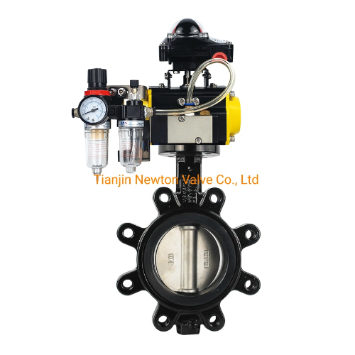 Blue Casting Iron Lug Type Electric Actuator Butterfly Valve