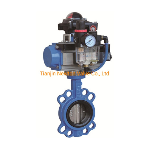 DN200 10inch Ansicl150 Resilient Ductile Iron Wafer Type Pneumatic Actuator Butterfly Valve