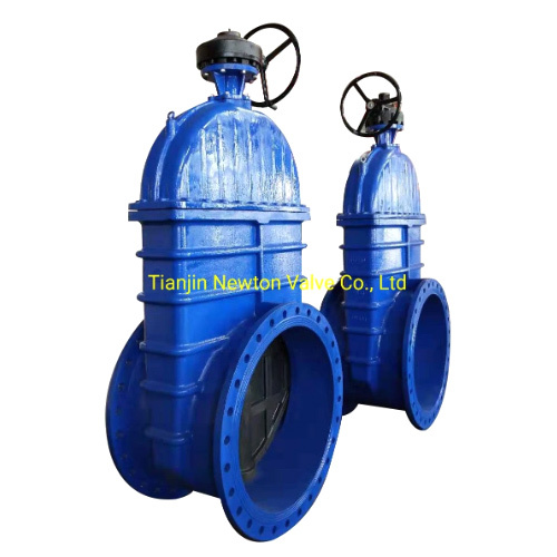 Cast Iron Rubber Coated Solid Wedge Gate Sluice Valve with Gearbox Operator Electric Actuator