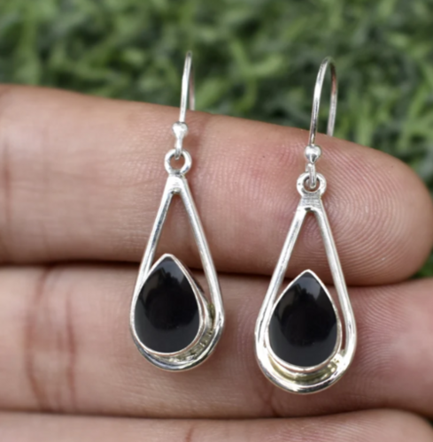 Sterling silver 92.5 % Black Onyx Stone  Earings