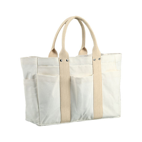 White Cotton Canvas Shopping Bag Design: Plain