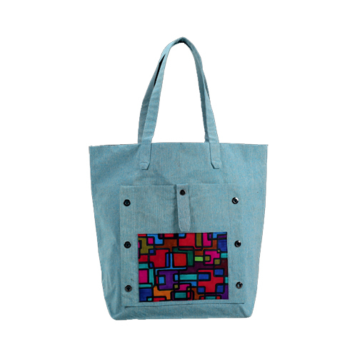 Blue Polyester Canvas Shopping Bag