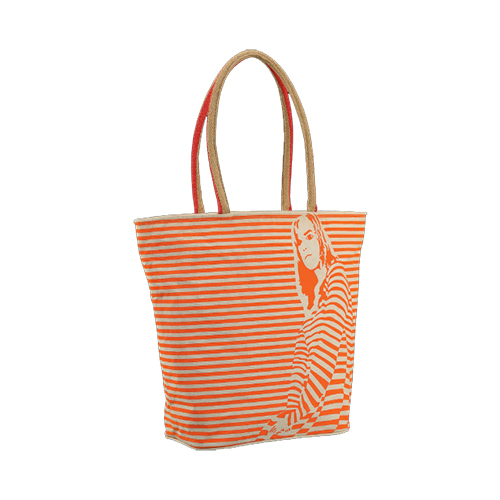 Orange Ladies Cotton Canvas Shopping Bag