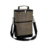 ब्राउन कॉटन कैनवास ज़िपर बैग