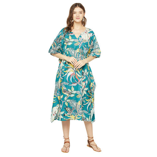 Blue Women Long Kaftan Night Dress