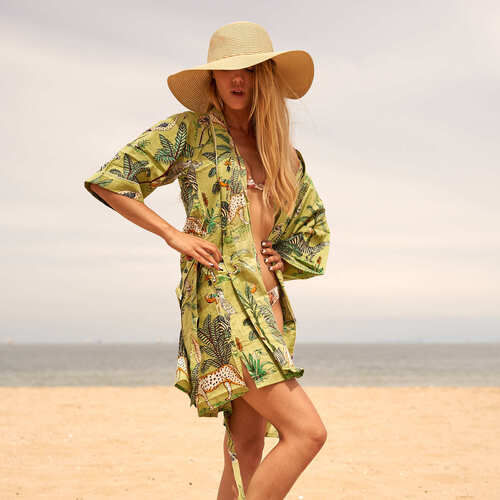 Printed Kimono Cotton Bathrobe