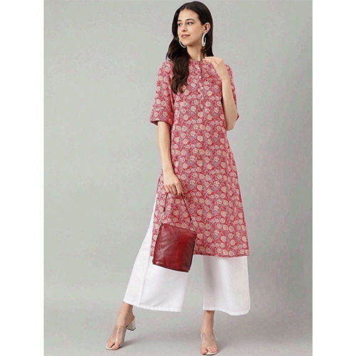 Washable Red Straight Fit Kurta