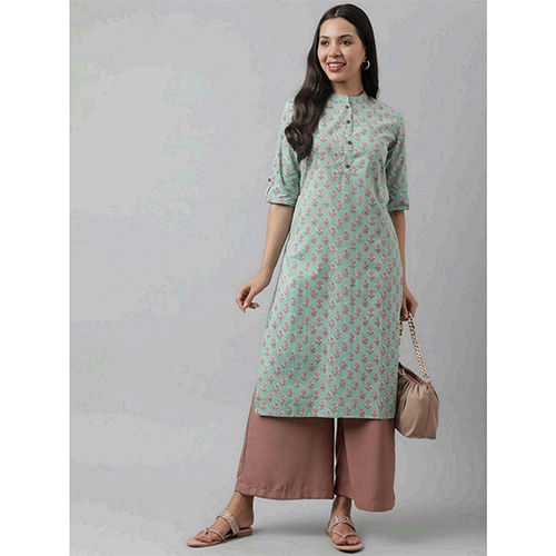 Washable Light Green Straight Fit Kurta