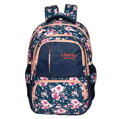 Navy  Blue Flower Print School Bag