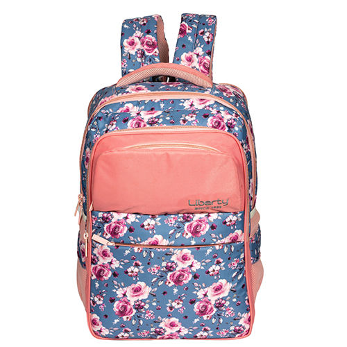 Grey Flower Print School Bag