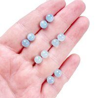 Aquamarine Gemstone 6mm Round Shape 925 Sterling Silver Stud