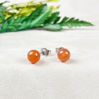 Carnelian Gemstone 6mm Round Shape 925 Sterling Silver Stud