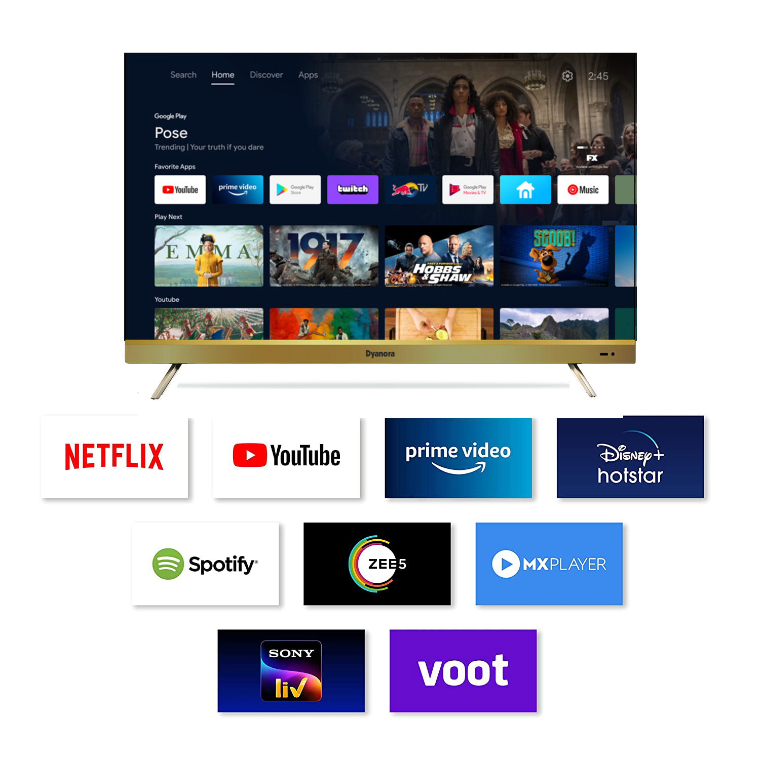 Dyanora 109 cm (43 inches) Ultra HD 4K LED Smart Android TV (DY-LD43U4S)