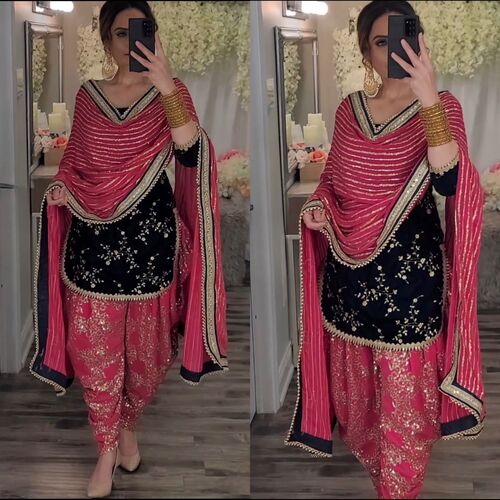 Designer Party Wear Look Top Dhoti Salwar and Dupatta