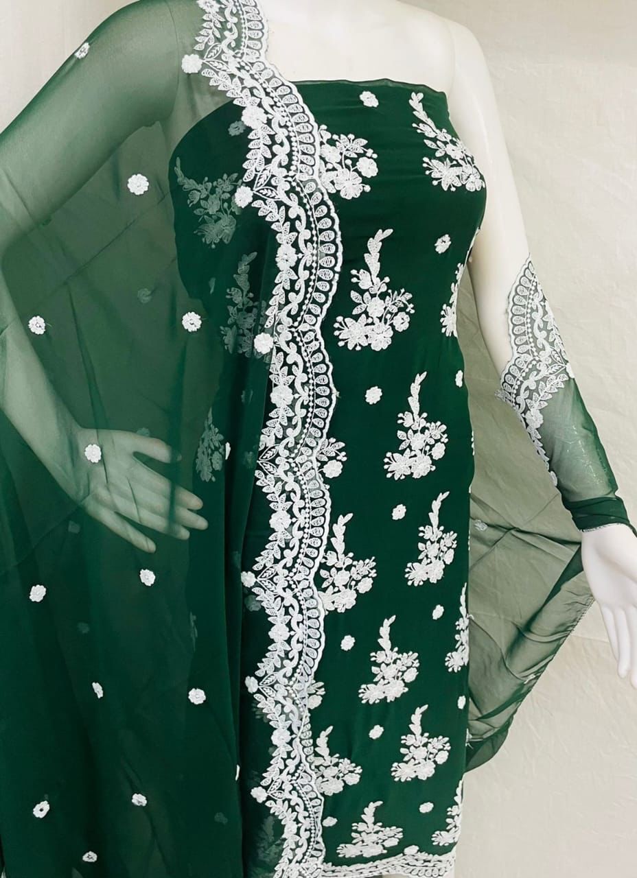 GEORGETTE COTTON THREAD WORK DRESS MATERIALS
