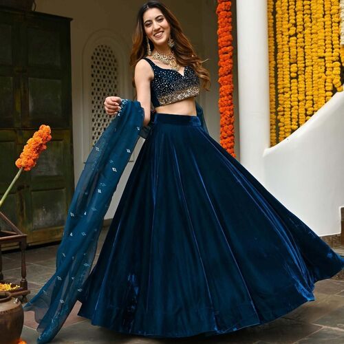 VelVet With Embroidery Sequins Work Lehenga choli