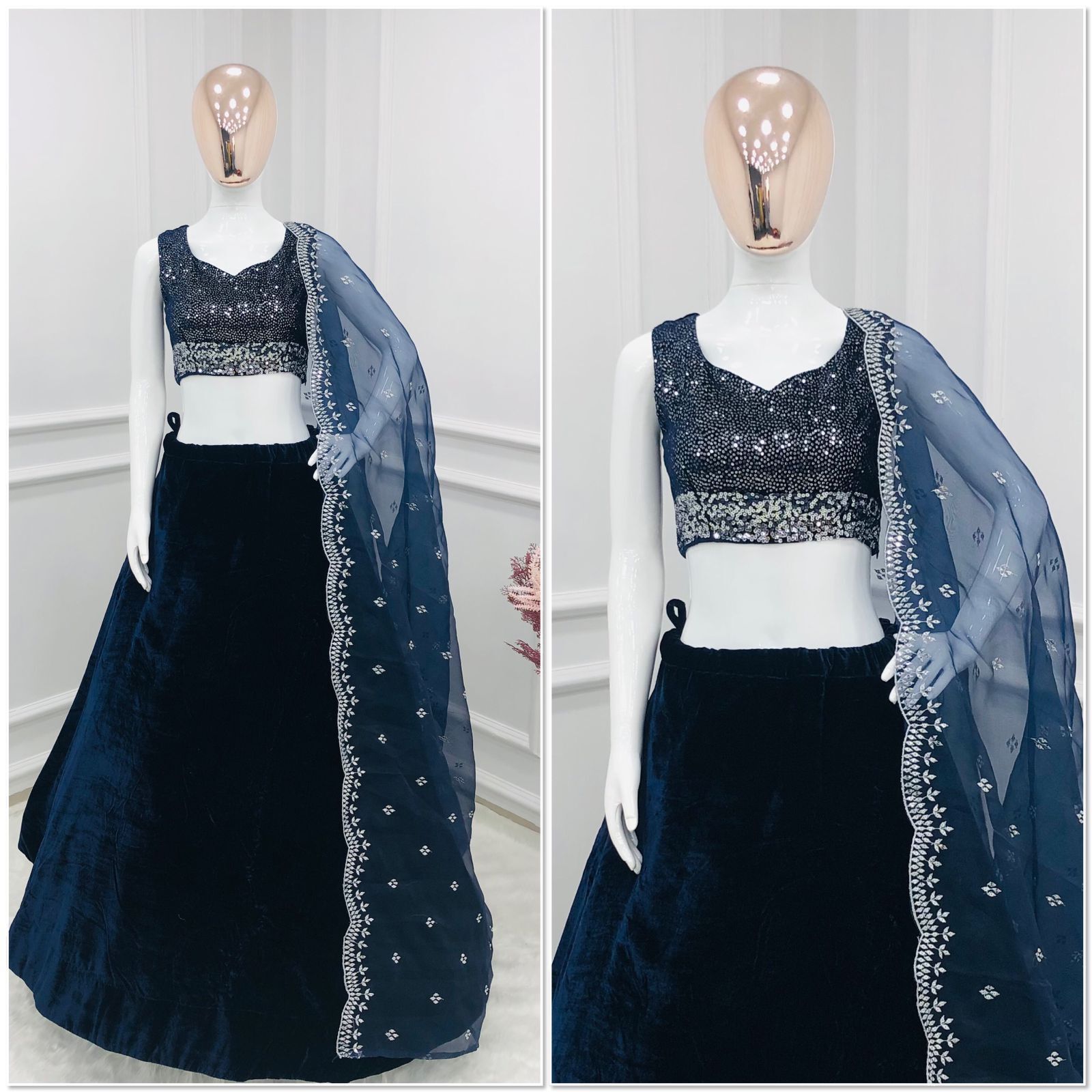 VelVet With Embroidery Sequins Work Lehenga choli