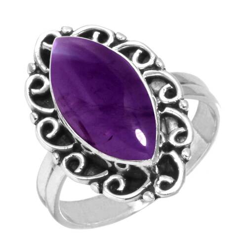 Sterling silver 92.5 % Amethyst Facited  Ring ( Design no 3)