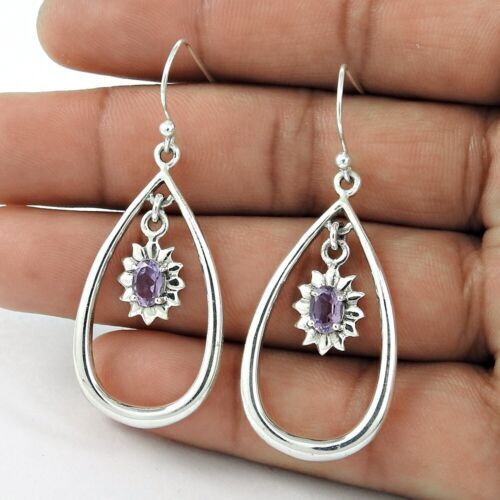 Sterling silver 92.5 % Amethyst Stone Earring (Design no 2)