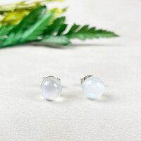 Rainbow Moonstone Gemstone 6mm Round Shape 925 Sterling Silver Stud