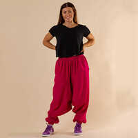 Pink Harem Pants - Soft Moss Linen, Various Sizes, Pink & More Colors | Breathable, Washable, Regular Fit, Double Pockets, Ideal For All Seasons