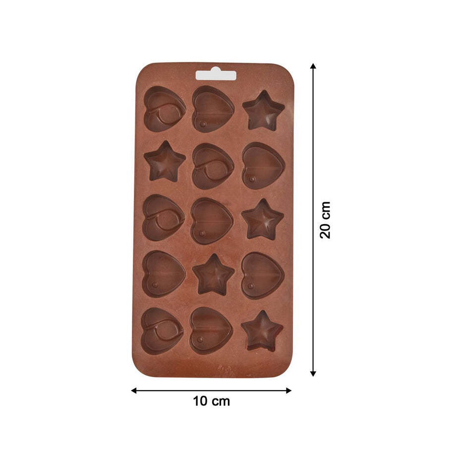 Silicone Food Grade Reusable Non-Stick Multi Shape 15 Cavity Chocolate Mold (7614)