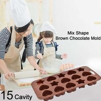 Silicone Food Grade Reusable Non-Stick Multi Shape 15 Cavity Chocolate Mold (7614)