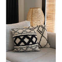Fancy Cushion Covers - 100% Cotton, Square Shape, Off White-black & Customized Colors | Decorative Home Use, Easy To Maintain