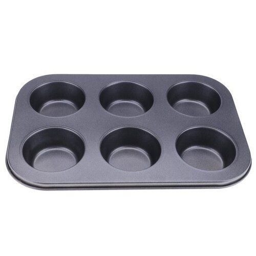 Black Non-Stick Reusable Cupcake Baking Slot Tray For 6 Muffin Cup (2210)