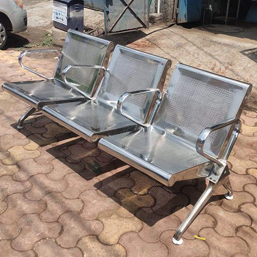 Stainless Steel Metro Chair 3 seater with Backrest and Handrest