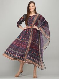 ladies kurti with dupatta purple Anarkali M5