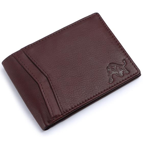 Leather Mens Wallet - Leather Material, Various Sizes Available, Modern Design, Brown Color - Folded for Convenience and Style