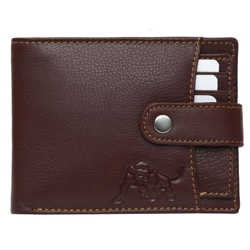 Mens Brown Genuine Leather Wallet - Leather, Various Sizes Available, Brown Color , Folded Design for Easy Convenience