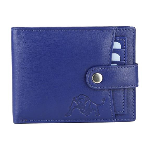 Blue Stylist Leather Wallet - Leather, Folded Design | Blue Color, Plain Style