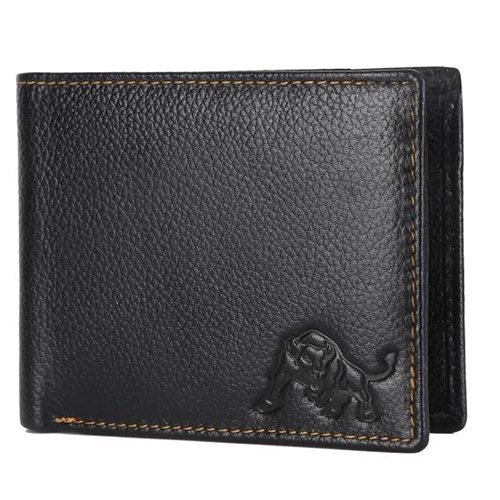 Mens Style Leather Wallet - Leather, Folded, Black | Plain Design for Sleek Use and Everyday Convenience
