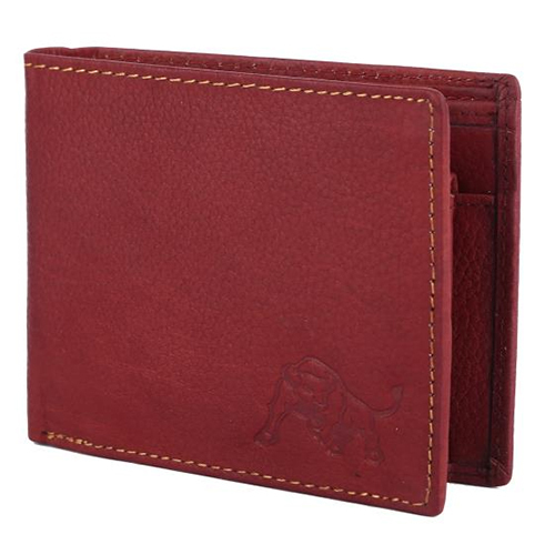 Red Leather Wallet - Leather Material, Various Sizes Available, Vibrant Red Color - Folded Design for Compact Storage