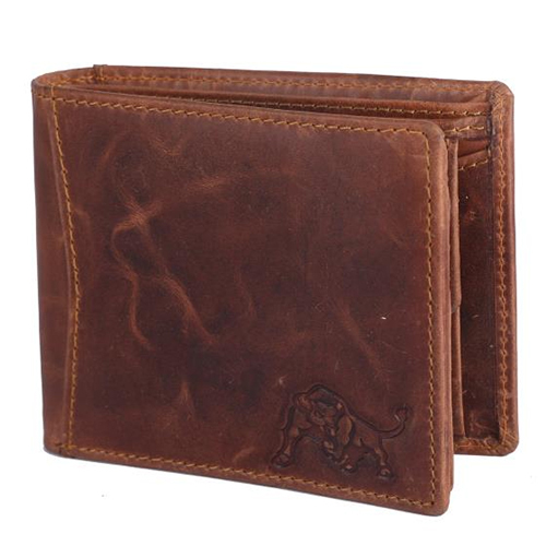 Brown Textured Leather Wallet - Leather, Folded Design, Brown Color | Elegant Plain Design for Style and Organization